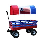 MILLSIDE INDUSTRIES Millside Industries 03550-6 20 in. x 38 in. Red Plastic Deck Wagon with 4 in. x 10 in. Tires 03550-6